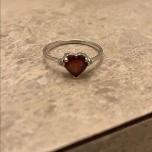 Garnet heart shaped ring